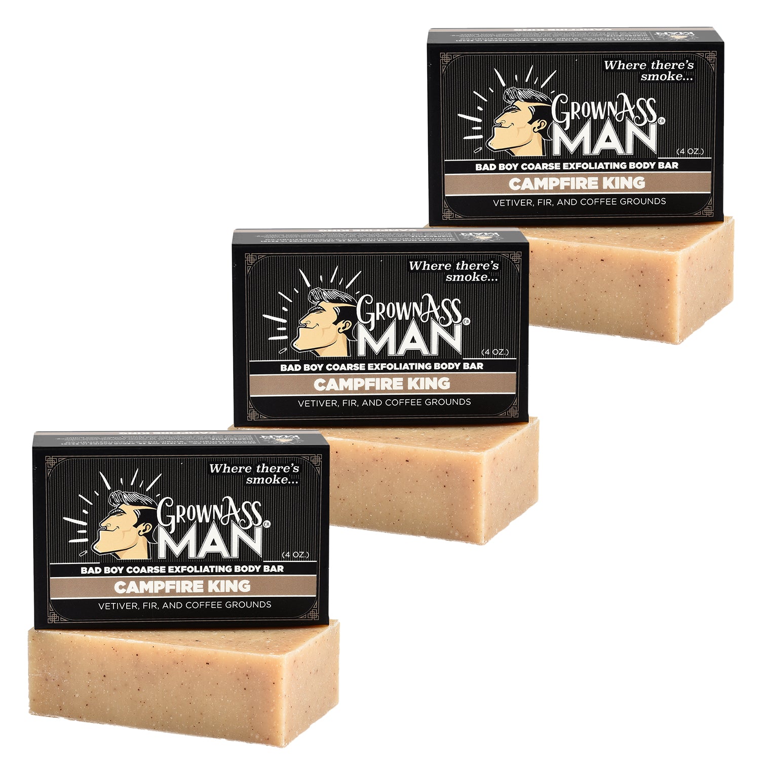 Campfire King Coarse Exfoliating Body Bar - 3-Pack