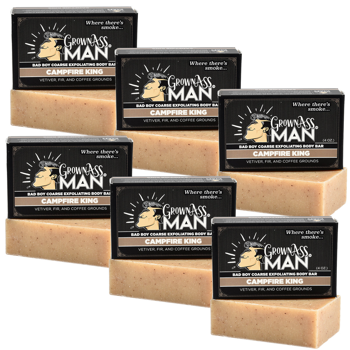 Campfire King Coarse Exfoliating Body Bar - 6-Pack